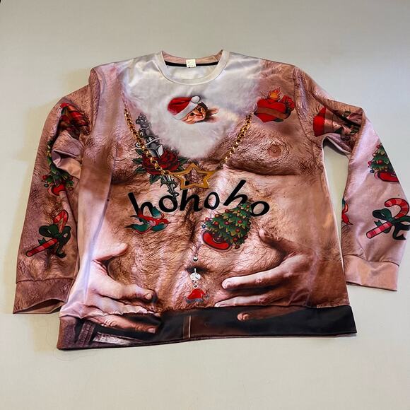 None Other - Ugly Christmas sweater top big hairy belly hohoho XXL